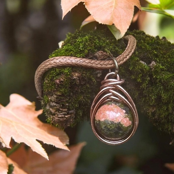5 For $25💫Wrapped Unakite Stone Pendant Necklace - Picture 1 of 7